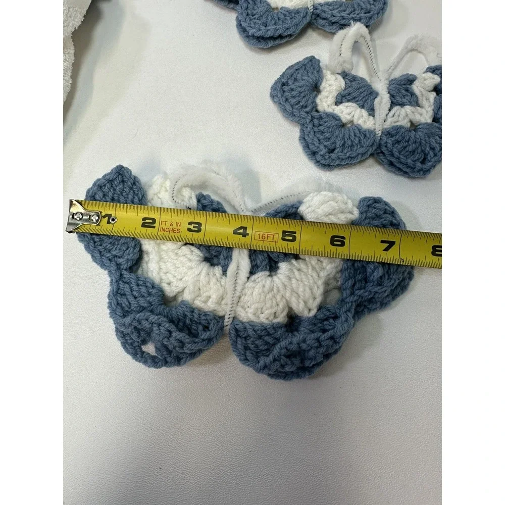 VTG Lot 6 Crochet Doily Towel Butterfly Bunny‎ Easter Cottage Core Handmade